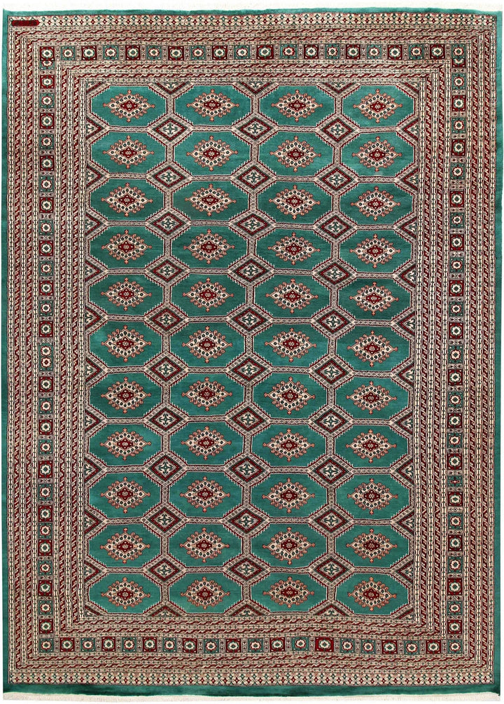 Teal Pakistani Jaldar Rug 8' 3" x 11' 5" Hand-Knotted | No. QA61628