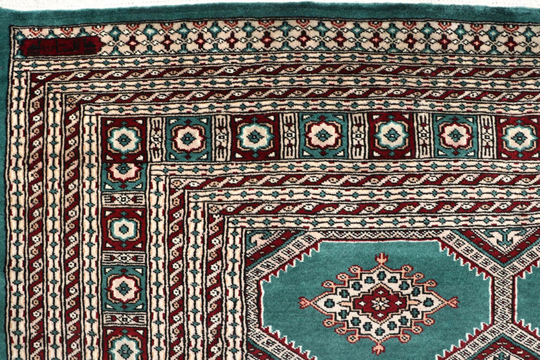 Teal Pakistani Jaldar Rug 8' 3" x 11' 5" Hand-Knotted | No. QA61628