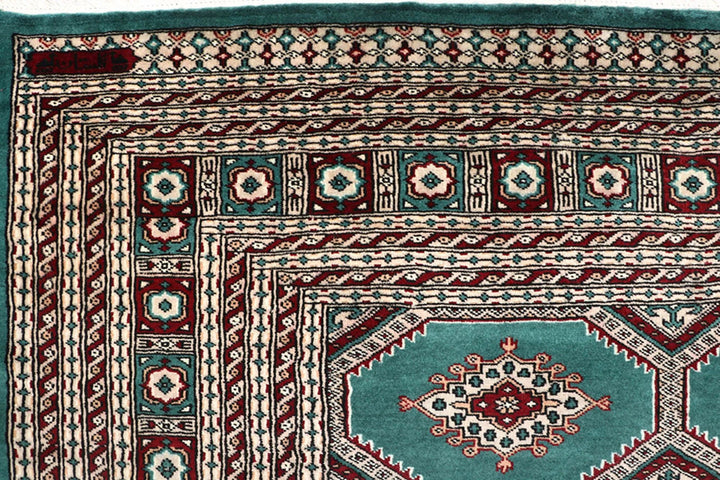 Teal Pakistani Jaldar Rug 8' 3" x 11' 5" Hand-Knotted | No. QA61628