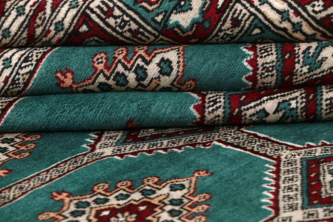 Teal Pakistani Jaldar Rug 8' 3" x 11' 5" Hand-Knotted | No. QA61628
