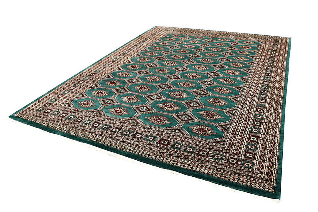 Teal Pakistani Jaldar Rug 8' 3" x 11' 5" Hand-Knotted | No. QA61628