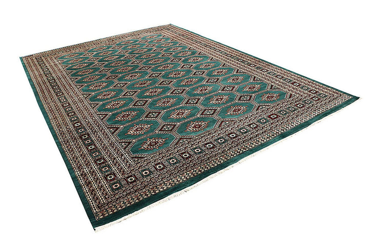 Teal Pakistani Jaldar Rug 8' 3" x 11' 5" Hand-Knotted | No. QA61628