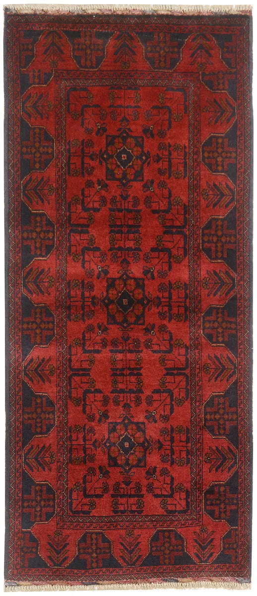 Red Afghan Khal Mohammadi Rug 2' 9" x 6' 3" Hand-Knotted | No. QA61841