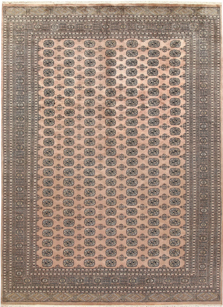 Peach Pakistani Bokhara Rug 9' x 12' 5" Hand-Knotted | No. QA61901