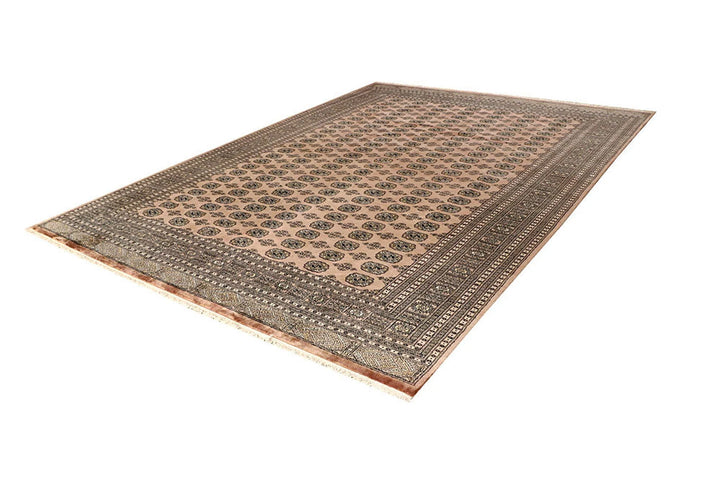 Peach Pakistani Bokhara Rug 9' x 12' 5" Hand-Knotted | No. QA61901