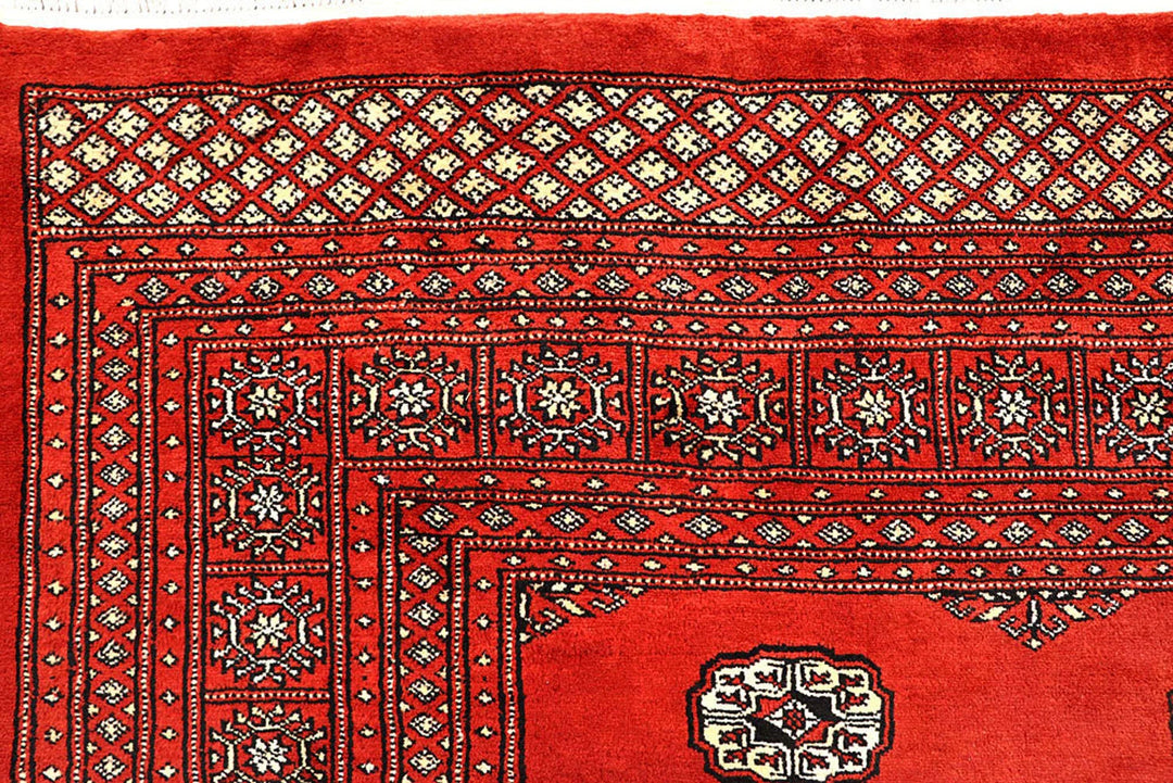 Red Pakistani Bokhara Rug 9' 2" x 12' 2" Hand-Knotted | No. QA61953