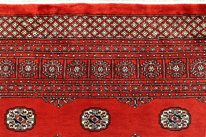 Red Pakistani Bokhara Rug 9' 2" x 12' 2" Hand-Knotted | No. QA61953
