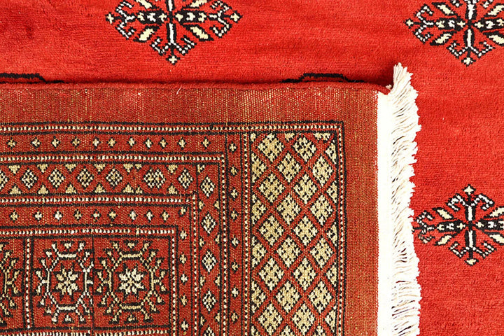 Red Pakistani Bokhara Rug 9' 2" x 12' 2" Hand-Knotted | No. QA61953