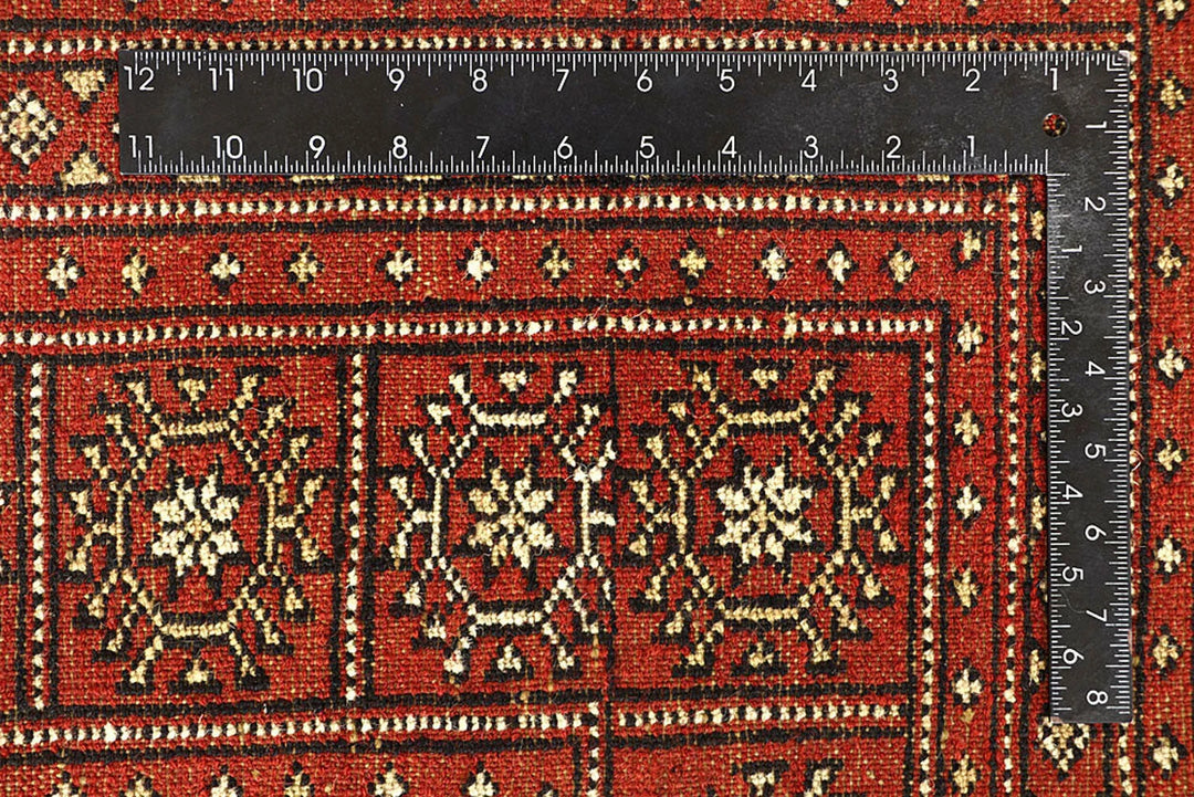 Red Pakistani Bokhara Rug 9' 2" x 12' 2" Hand-Knotted | No. QA61953