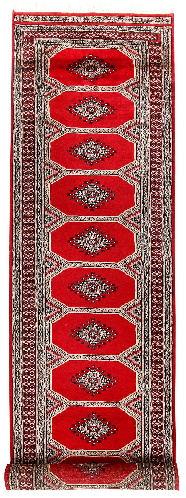 Red Pakistani Jaldar Rug 2' 4" x 10' 4" Hand-Knotted | No. QA61961
