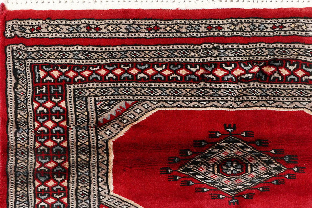 Red Pakistani Jaldar Rug 2' 4" x 10' 4" Hand-Knotted | No. QA61961