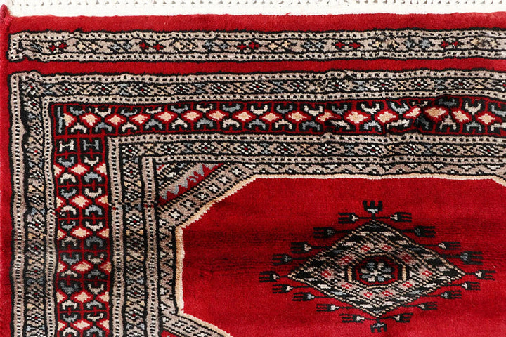 Red Pakistani Jaldar Rug 2' 4" x 10' 4" Hand-Knotted | No. QA61961