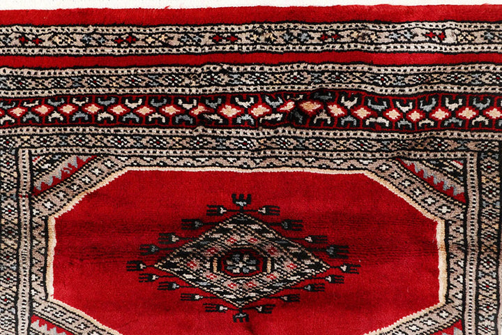 Red Pakistani Jaldar Rug 2' 4" x 10' 4" Hand-Knotted | No. QA61961