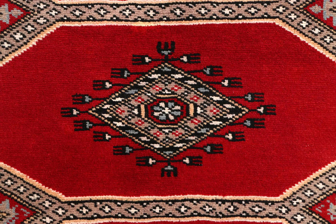 Red Pakistani Jaldar Rug 2' 4" x 10' 4" Hand-Knotted | No. QA61961