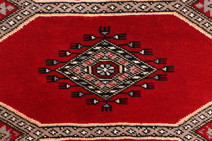 Red Pakistani Jaldar Rug 2' 4" x 10' 4" Hand-Knotted | No. QA61961