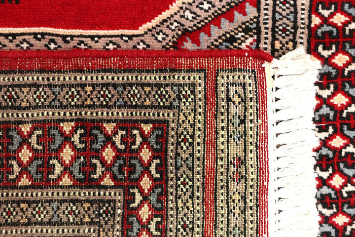 Red Pakistani Jaldar Rug 2' 4" x 10' 4" Hand-Knotted | No. QA61961
