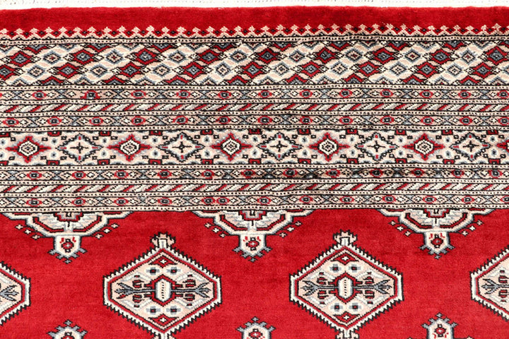 Firebrick Red Pakistani Jaldar Rug 6' 7" x 8' 2" Hand-Knotted | No. QA62030
