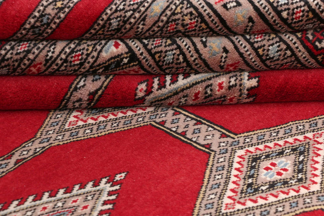 Red Pakistani Jaldar Rug 5' 6" x 8' Hand-Knotted | No. QA62060