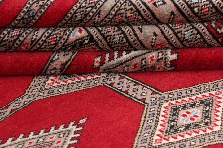 Red Pakistani Jaldar Rug 5' 6" x 8' Hand-Knotted | No. QA62060