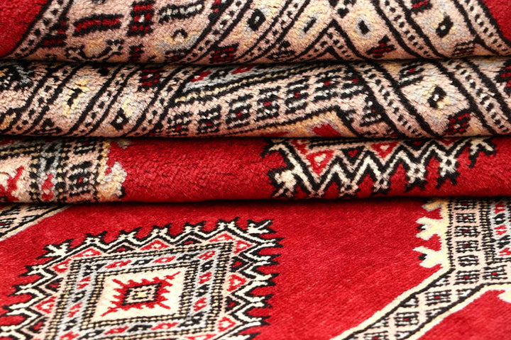 Red Pakistani Jaldar Rug 6' 10" x 8' 9" Hand-Knotted | No. QA62069