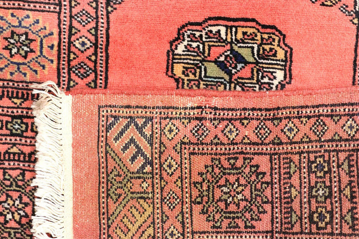 Salmon Pakistani Bokhara Rug 2' 5" x 10' 3" Hand-Knotted | No. QA62176