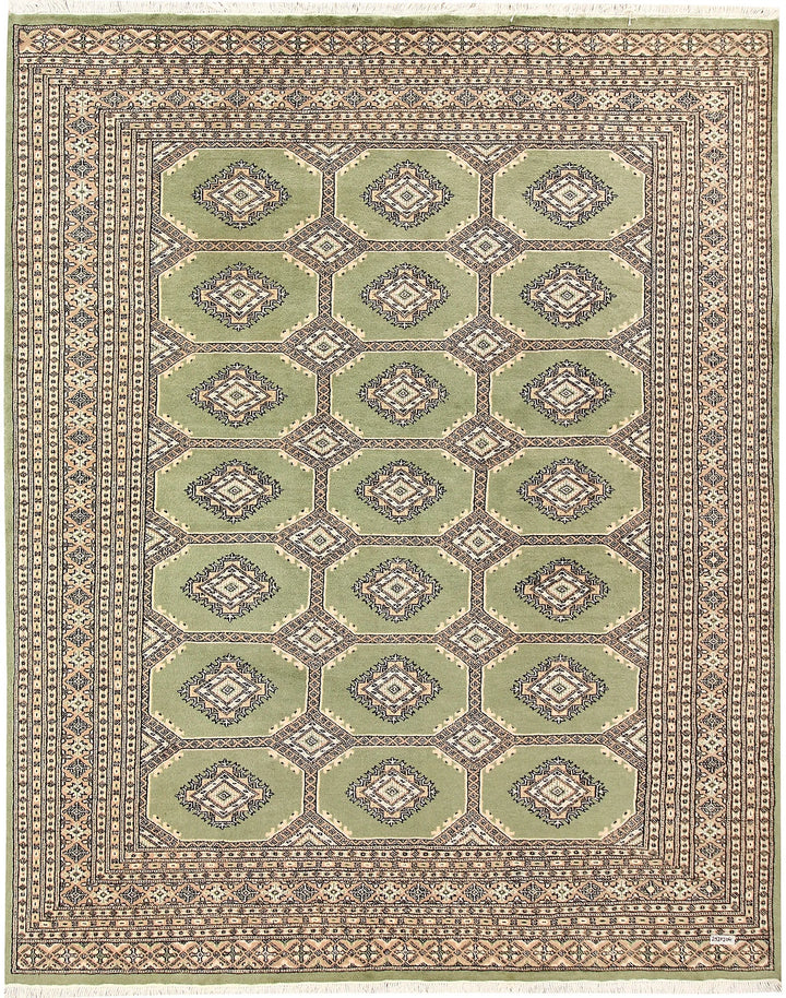 Olive Pakistani Jaldar Rug 6' 8" x 9' 3" Hand-Knotted | No. QA62185