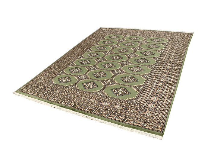 Olive Pakistani Jaldar Rug 6' 8" x 9' 3" Hand-Knotted | No. QA62185