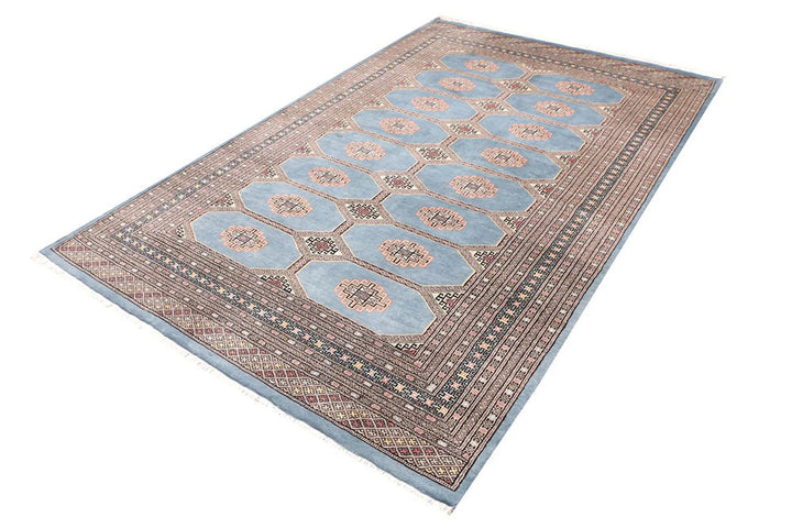 Light Slate Grey Pakistani Jaldar Rug 5' 7" x 8' 6" Hand-Knotted | No. QA62280