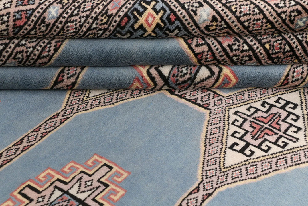 Light Slate Grey Pakistani Jaldar Rug 5' 7" x 8' 6" Hand-Knotted | No. QA62280