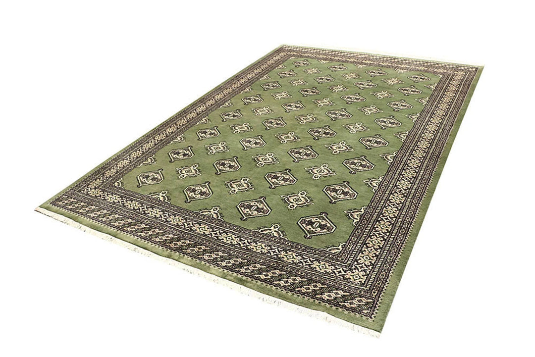 Olive Pakistani Jaldar Rug 6' 7" x 10' Hand-Knotted | No. QA62352