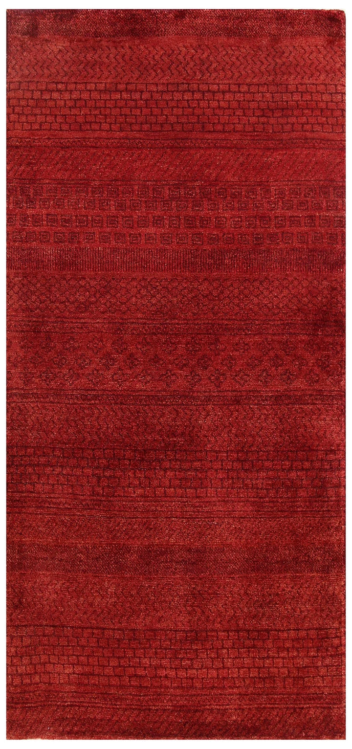 Dark Red Pakistani Gabbeh Rug 3' 1" x 4' 11" Hand-Knotted | No. QA62397