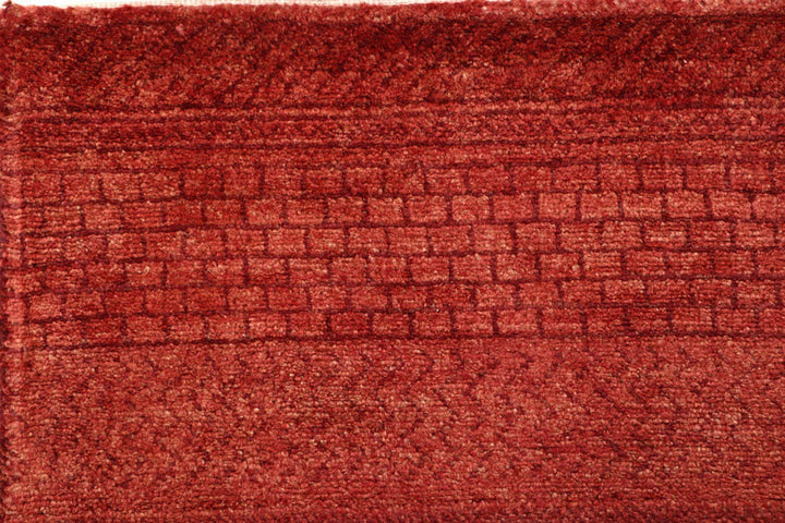 Dark Red Pakistani Gabbeh Rug 3' 1" x 4' 11" Hand-Knotted | No. QA62397