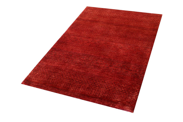 Dark Red Pakistani Gabbeh Rug 3' 1" x 4' 11" Hand-Knotted | No. QA62397