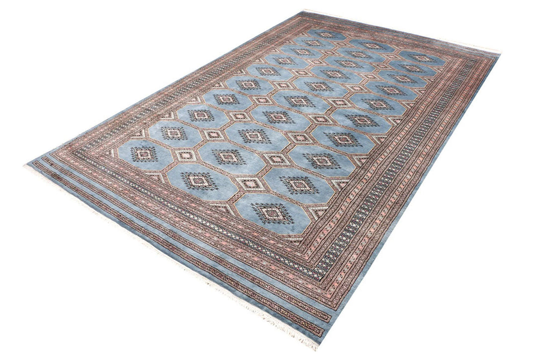 Light Slate Grey Pakistani Jaldar Rug 6' 7" x 10' 3" Hand-Knotted | No. QA62504
