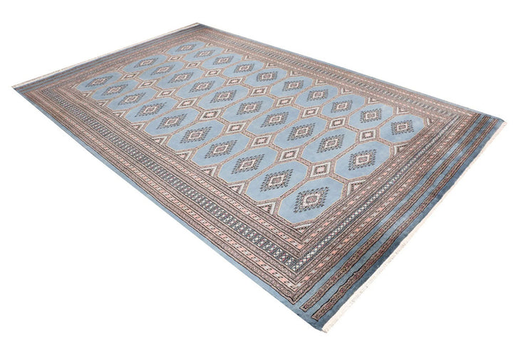 Light Slate Grey Pakistani Jaldar Rug 6' 7" x 10' 3" Hand-Knotted | No. QA62504