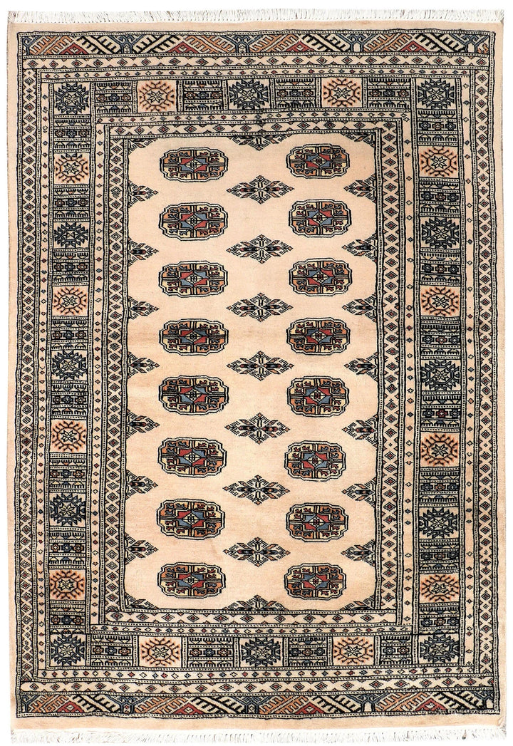 Brown Pakistani Bokhara Rug 3' 11" x 5' 8" Hand-Knotted | No. QA62513
