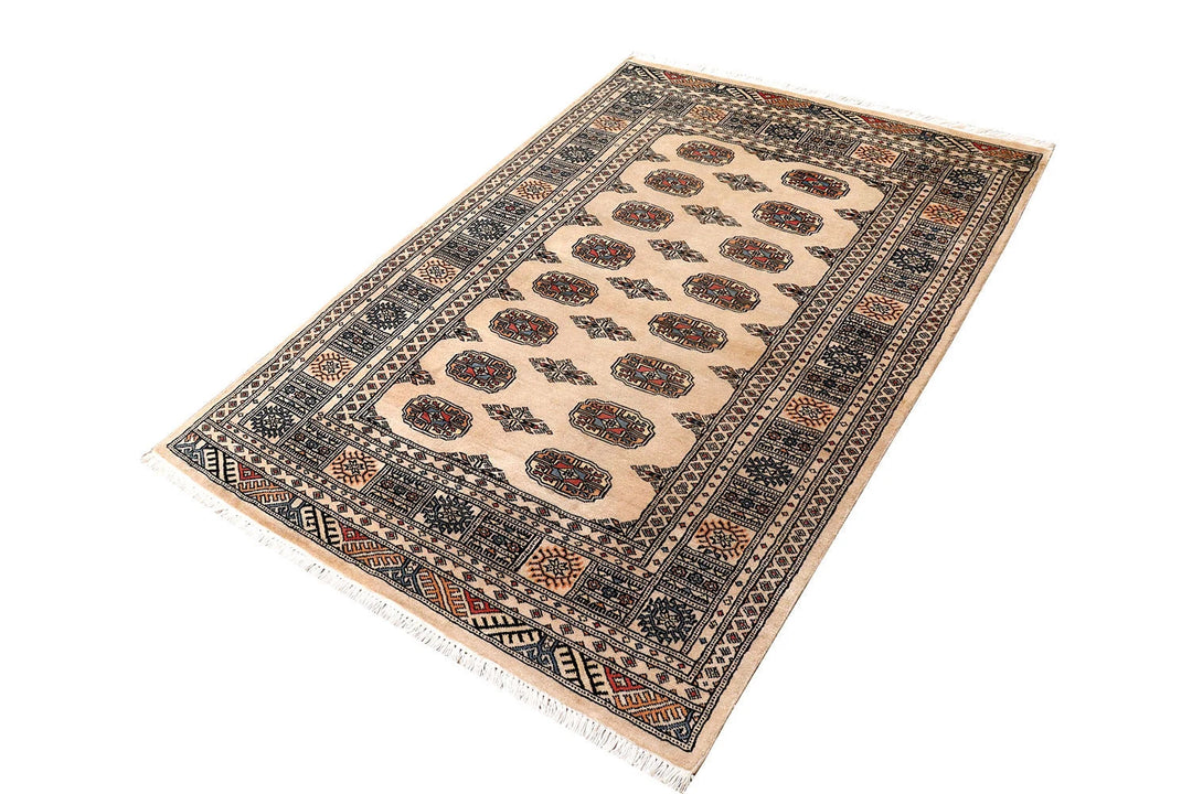 Brown Pakistani Bokhara Rug 3' 11" x 5' 8" Hand-Knotted | No. QA62513