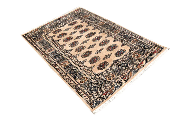 Brown Pakistani Bokhara Rug 3' 11" x 5' 8" Hand-Knotted | No. QA62513