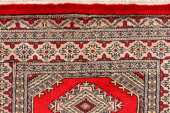 Red Pakistani Jaldar Rug 2' 7" x 4' 5" Hand-Knotted | No. QA62535