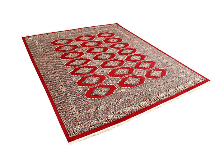 Firebrick Red Pakistani Jaldar Rug 6' 6" x 8' 2" Hand-Knotted | No. QA62545