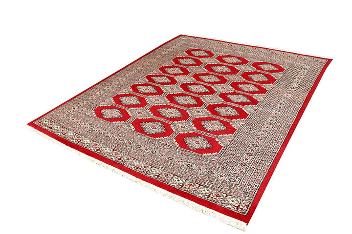 Firebrick Red Pakistani Jaldar Rug 6' 6" x 8' 2" Hand-Knotted | No. QA62545