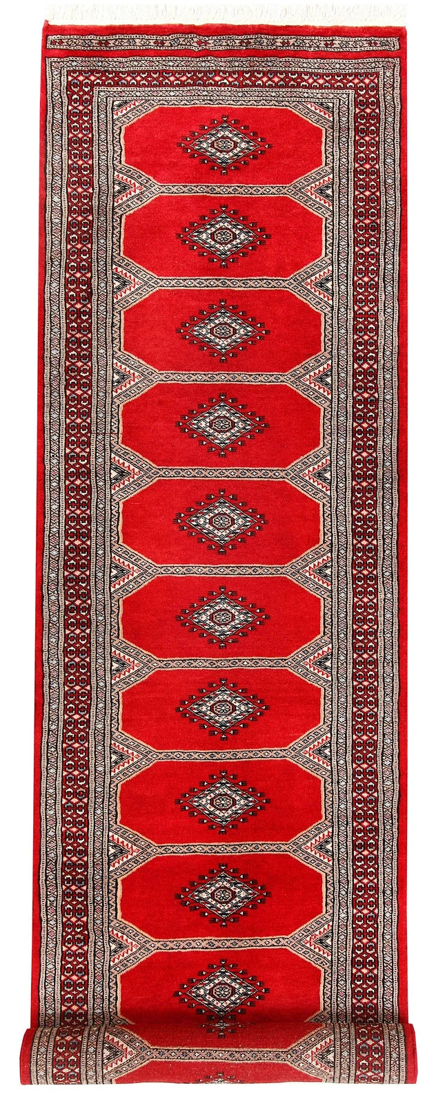 Red Pakistani Jaldar Rug 2' 4" x 9' 2" Hand-Knotted | No. QA62546