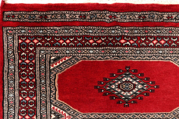 Red Pakistani Jaldar Rug 2' 4" x 9' 2" Hand-Knotted | No. QA62546