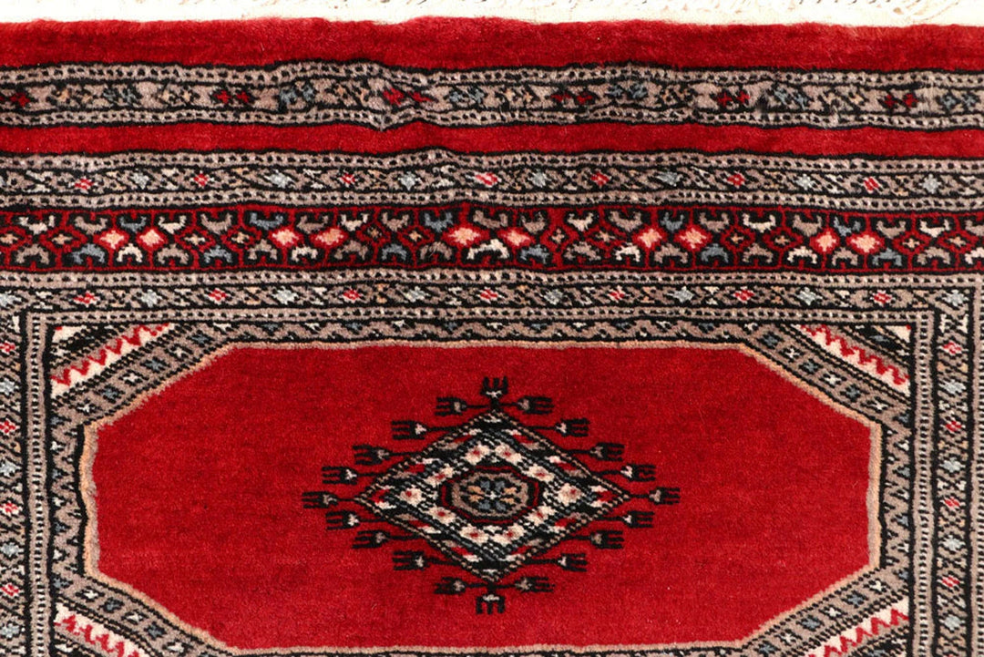 Red Pakistani Jaldar Rug 2' 4" x 9' 2" Hand-Knotted | No. QA62546