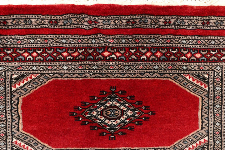 Red Pakistani Jaldar Rug 2' 4" x 9' 2" Hand-Knotted | No. QA62546