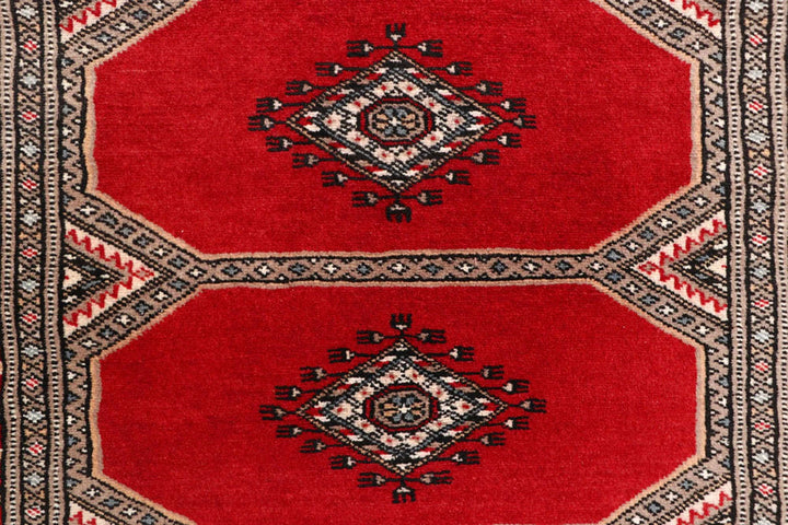 Red Pakistani Jaldar Rug 2' 4" x 9' 2" Hand-Knotted | No. QA62546