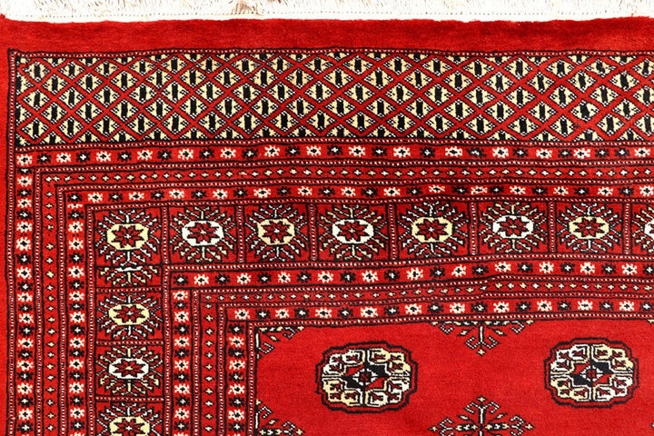 Firebrick Red Pakistani Bokhara Rug 8' 2" x 10' 2" Hand-Knotted | No. QA62594