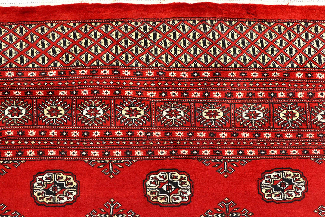 Firebrick Red Pakistani Bokhara Rug 8' 2" x 10' 2" Hand-Knotted | No. QA62594