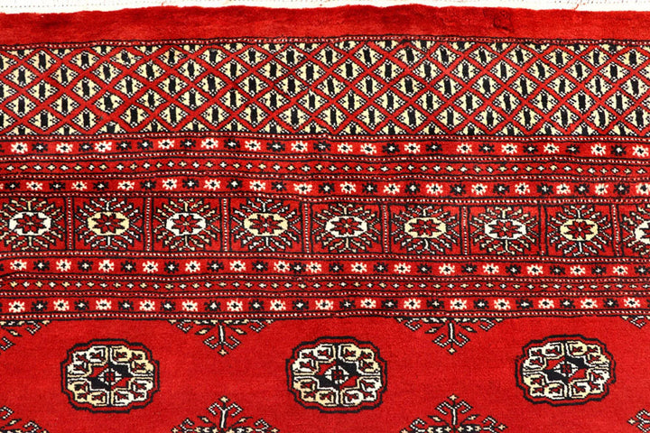 Firebrick Red Pakistani Bokhara Rug 8' 2" x 10' 2" Hand-Knotted | No. QA62594