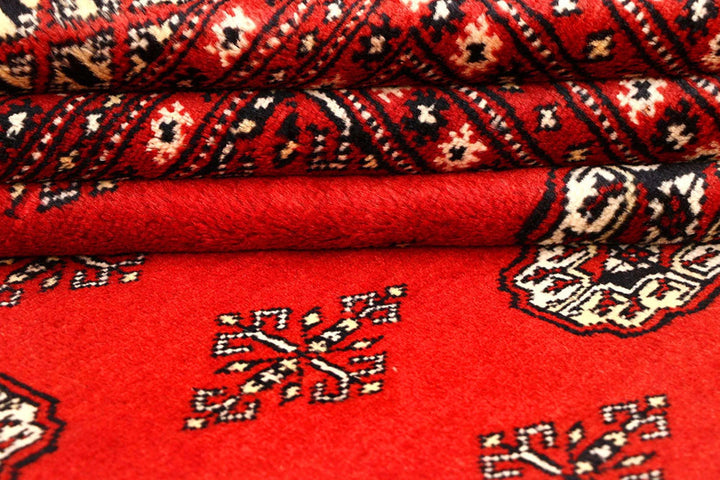 Firebrick Red Pakistani Bokhara Rug 8' 2" x 10' 2" Hand-Knotted | No. QA62594